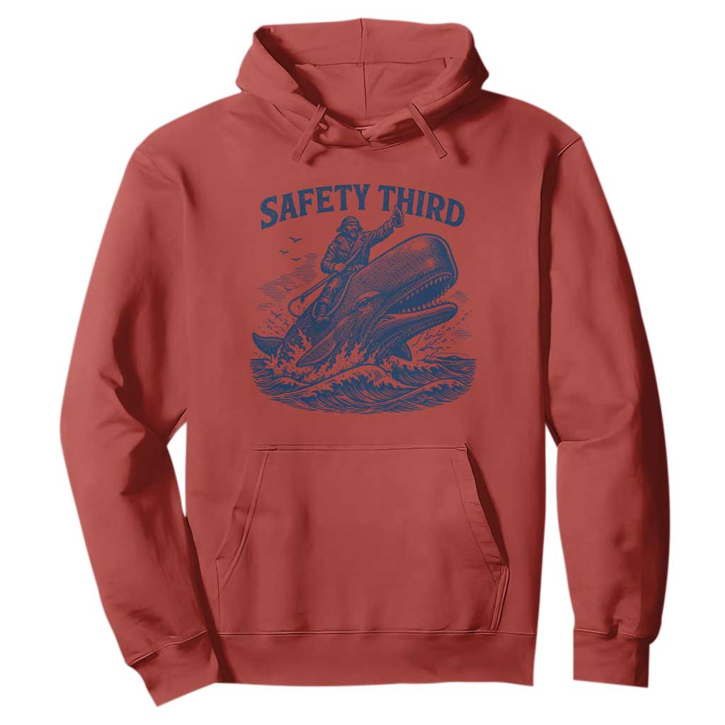 Funny Safety Third Captain Riding Sperm Whale Hoodie Vintage Nautical Ocean Fishing Humor