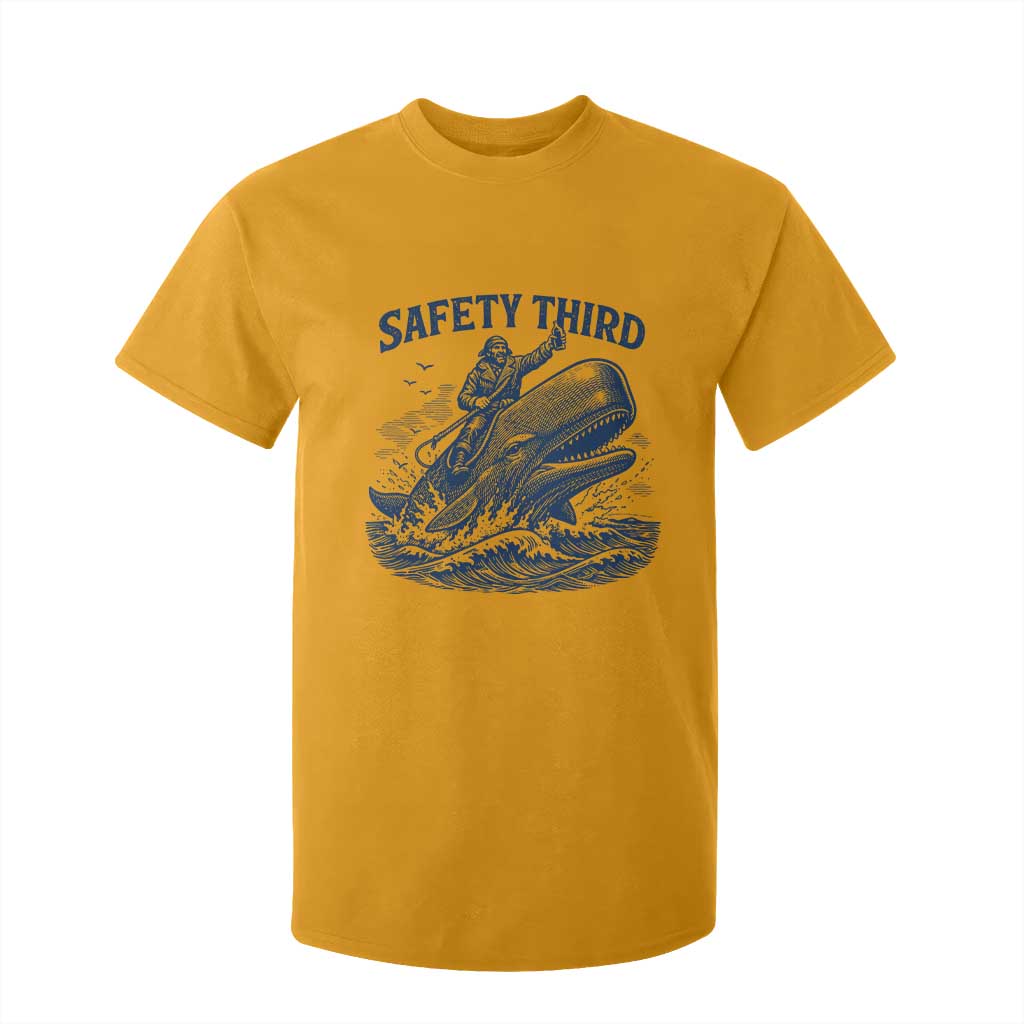 Funny Safety Third Captain Riding Sperm Whale T Shirt For Kid Vintage Nautical Ocean Fishing Humor