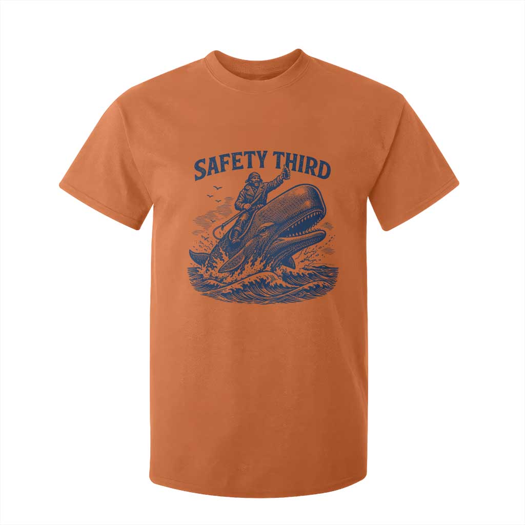 Funny Safety Third Captain Riding Sperm Whale T Shirt For Kid Vintage Nautical Ocean Fishing Humor