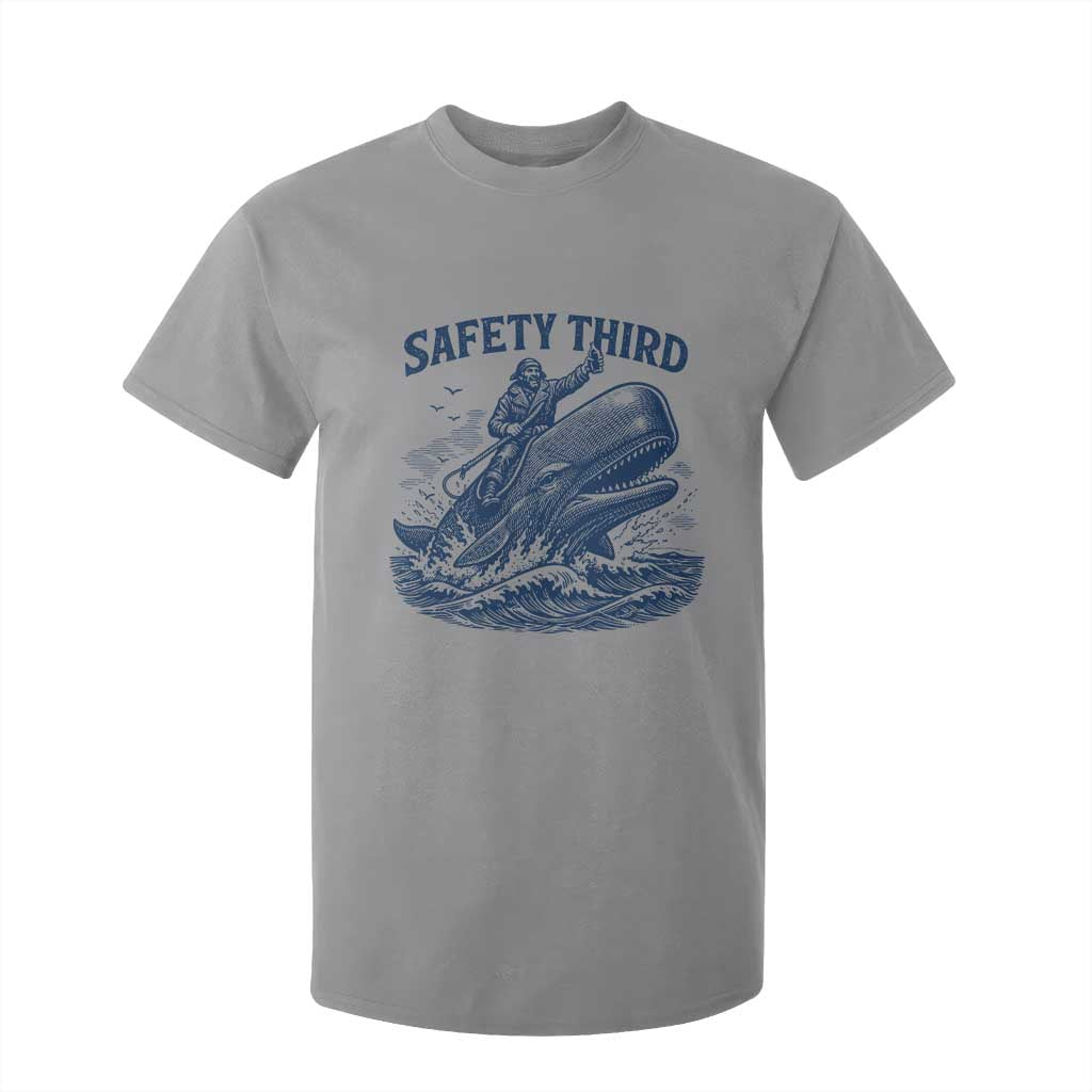 Funny Safety Third Captain Riding Sperm Whale T Shirt For Kid Vintage Nautical Ocean Fishing Humor