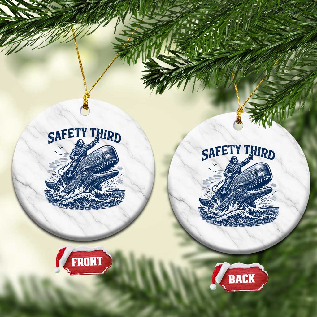 Funny Safety Third Captain Riding Sperm Whale Ceramic Ornament Vintage Nautical Ocean Fishing Humor TS02 1pc White Marble Print Your Wear