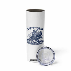 Funny Safety Third Captain Riding Sperm Whale Skinny Tumbler Vintage Nautical Ocean Fishing Humor