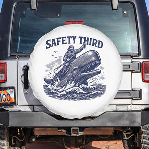 Funny Safety Third Captain Riding Sperm Whale Spare Tire Cover Vintage Nautical Ocean Fishing Humor