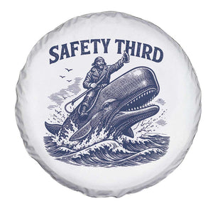 Funny Safety Third Captain Riding Sperm Whale Spare Tire Cover Vintage Nautical Ocean Fishing Humor