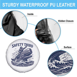 Funny Safety Third Captain Riding Sperm Whale Spare Tire Cover Vintage Nautical Ocean Fishing Humor