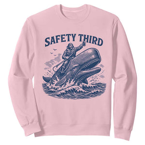 Funny Safety Third Captain Riding Sperm Whale Sweatshirt Vintage Nautical Ocean Fishing Humor