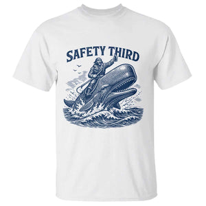 Funny Safety Third Captain Riding Sperm Whale T Shirt Vintage Nautical Ocean Fishing Humor