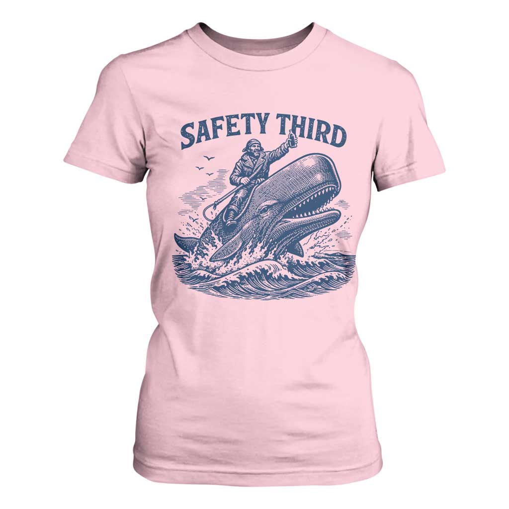 Funny Safety Third Captain Riding Sperm Whale T Shirt For Women Vintage Nautical Ocean Fishing Humor
