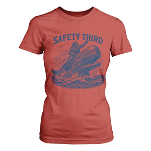 Funny Safety Third Captain Riding Sperm Whale T Shirt For Women Vintage Nautical Ocean Fishing Humor