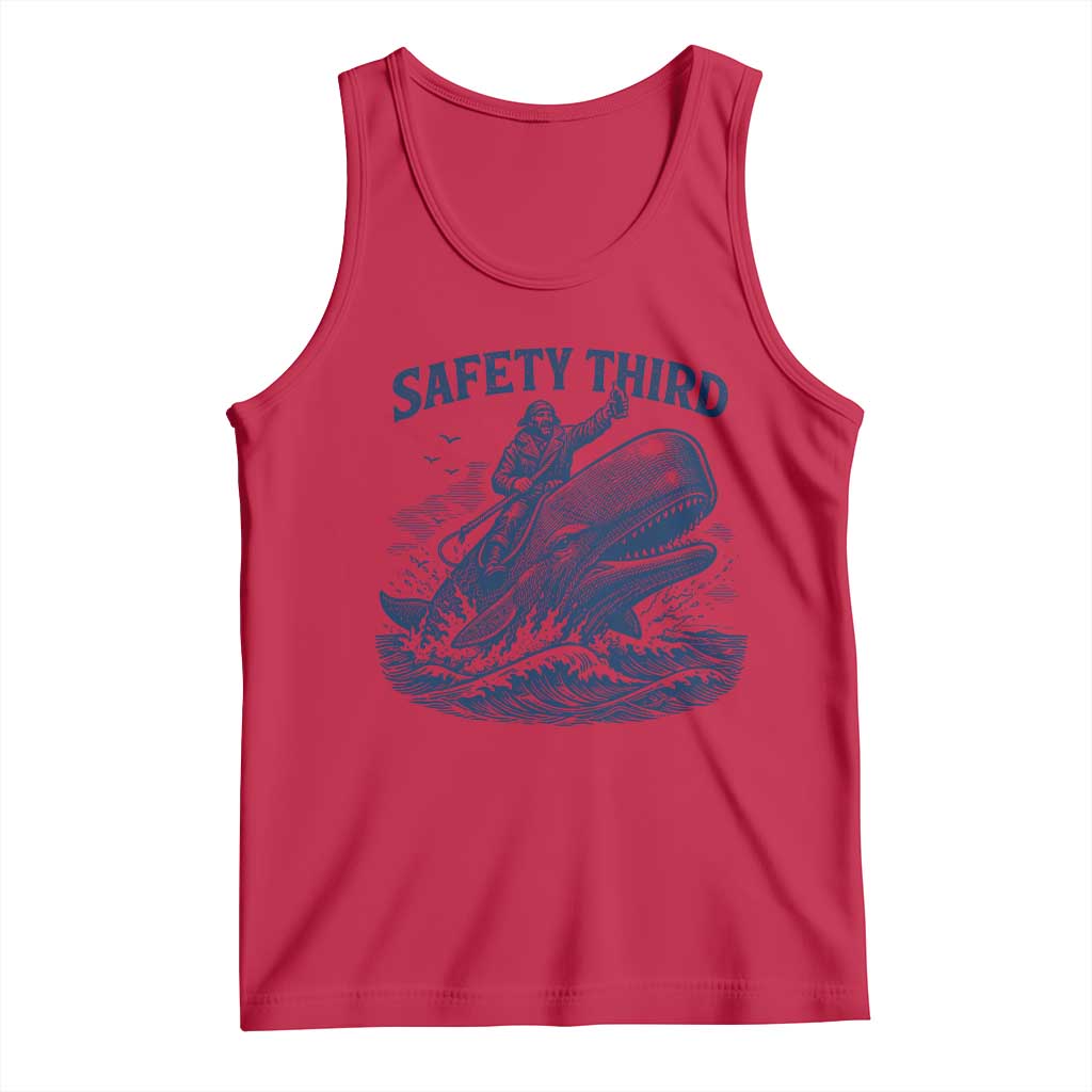 Funny Safety Third Captain Riding Sperm Whale Tank Top Vintage Nautical Ocean Fishing Humor