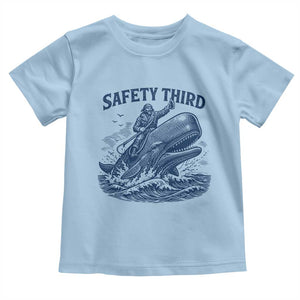 Funny Safety Third Captain Riding Sperm Whale Toddler T Shirt Vintage Nautical Ocean Fishing Humor