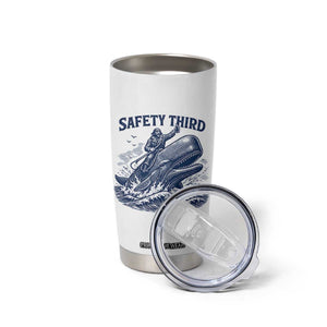 Funny Safety Third Captain Riding Sperm Whale Tumbler Cup Vintage Nautical Ocean Fishing Humor