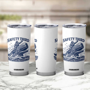 Funny Safety Third Captain Riding Sperm Whale Tumbler Cup Vintage Nautical Ocean Fishing Humor
