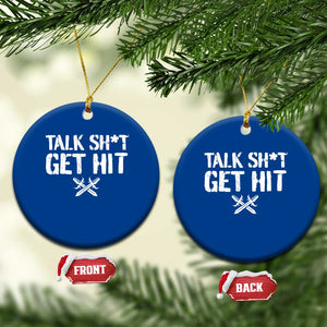 Talk Shit Get Hit Crossed Swords Ceramic Ornament Funny Edgy Combat Sports Attitude