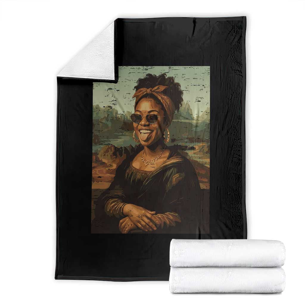 Modern Black Mona Lisa Headwrap Sunglasses Parody Throw Blanket Trendy Urban Fine Art Portrait Graphic TS02 Black Print Your Wear