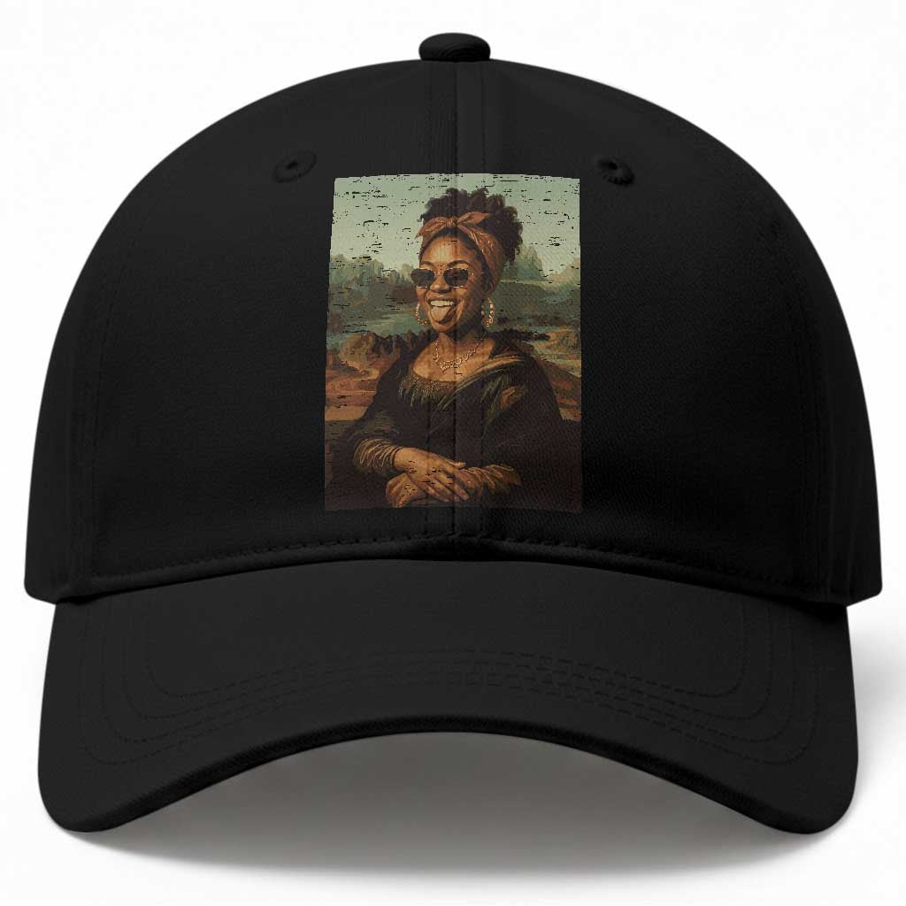 Modern Black Mona Lisa Headwrap Sunglasses Parody Baseball Cap Trendy Urban Fine Art Portrait Graphic TS02 Print Your Wear