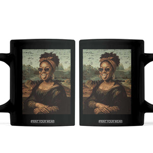 Modern Black Mona Lisa Headwrap Sunglasses Parody Coffee Mug Trendy Urban Fine Art Portrait Graphic