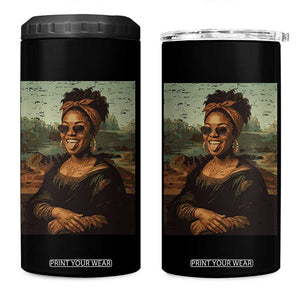 Modern Black Mona Lisa Headwrap Sunglasses Parody 4 in 1 Can Cooler Tumbler Trendy Urban Fine Art Portrait Graphic