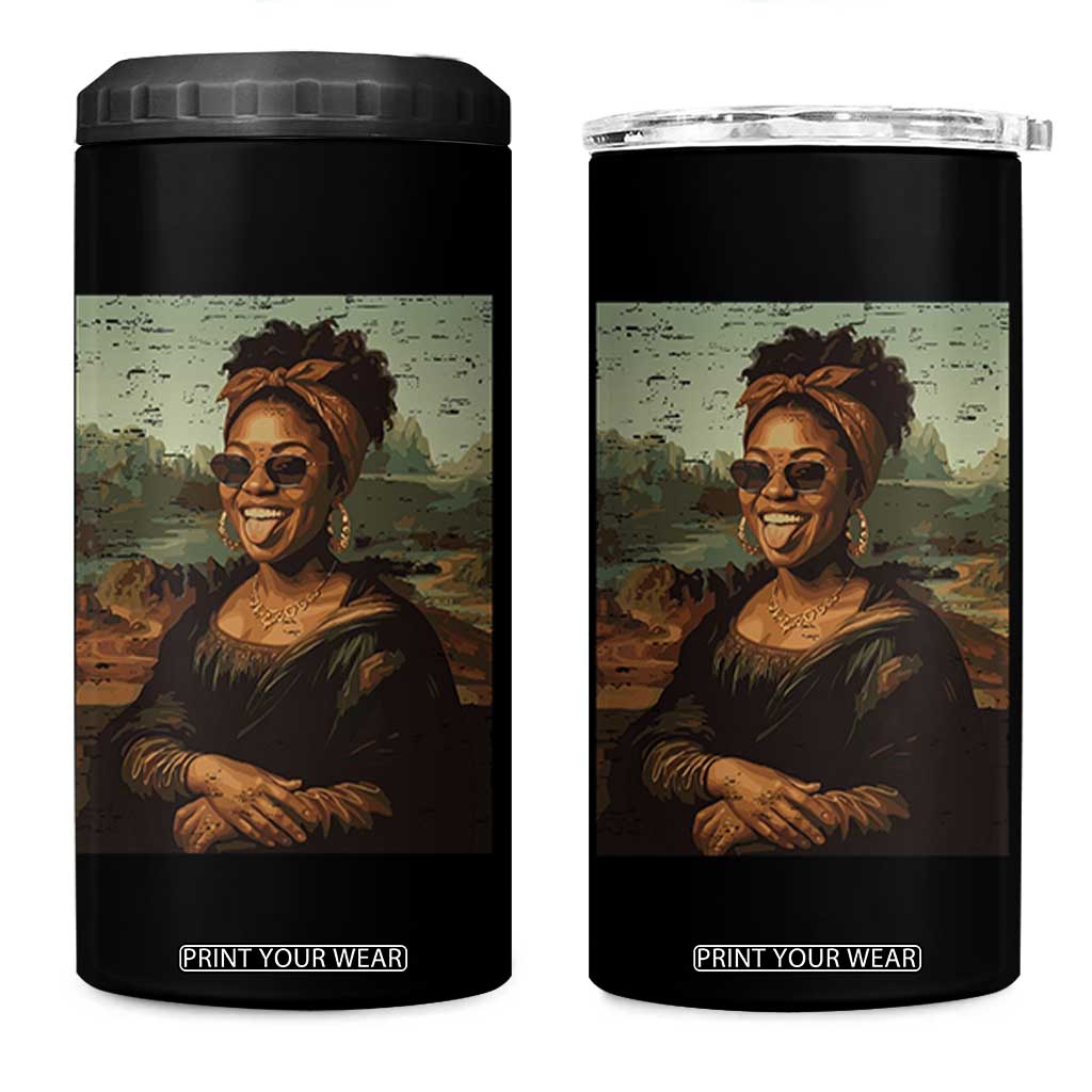 Modern Black Mona Lisa Headwrap Sunglasses Parody 4 in 1 Can Cooler Tumbler Trendy Urban Fine Art Portrait Graphic TS02 One Size: 16 oz Black Print Your Wear
