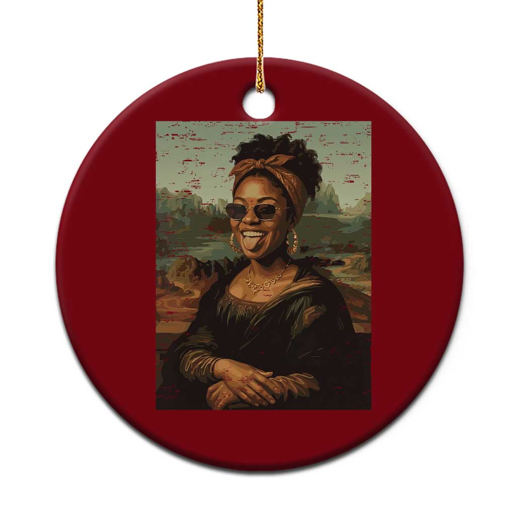 Modern Black Mona Lisa Headwrap Sunglasses Parody Ceramic Ornament Trendy Urban Fine Art Portrait Graphic TS02 1pc Red Print Your Wear