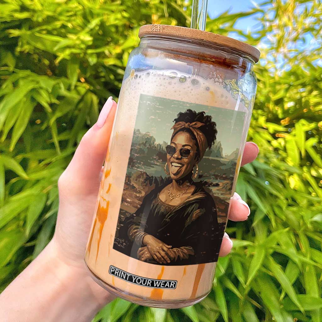 Modern Black Mona Lisa Headwrap Sunglasses Parody Glass Can Trendy Urban Fine Art Portrait Graphic TS02 Black Print Your Wear