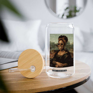 Modern Black Mona Lisa Headwrap Sunglasses Parody Glass Can Trendy Urban Fine Art Portrait Graphic
