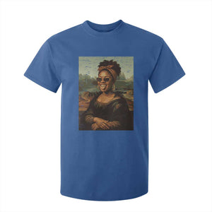 Modern Black Mona Lisa Headwrap Sunglasses Parody T Shirt For Kid Trendy Urban Fine Art Portrait Graphic