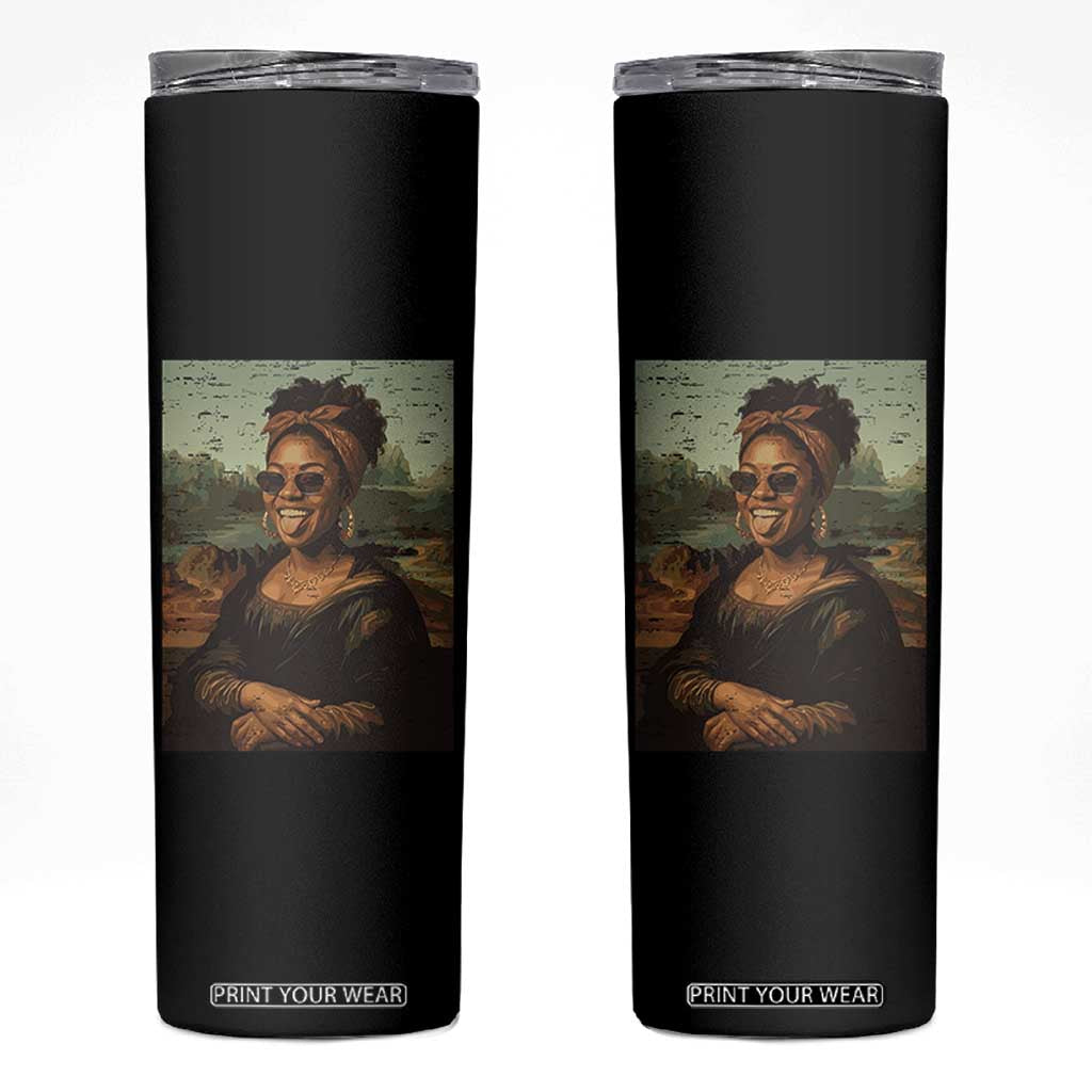 Modern Black Mona Lisa Headwrap Sunglasses Parody Skinny Tumbler Trendy Urban Fine Art Portrait Graphic TS02 Black Print Your Wear