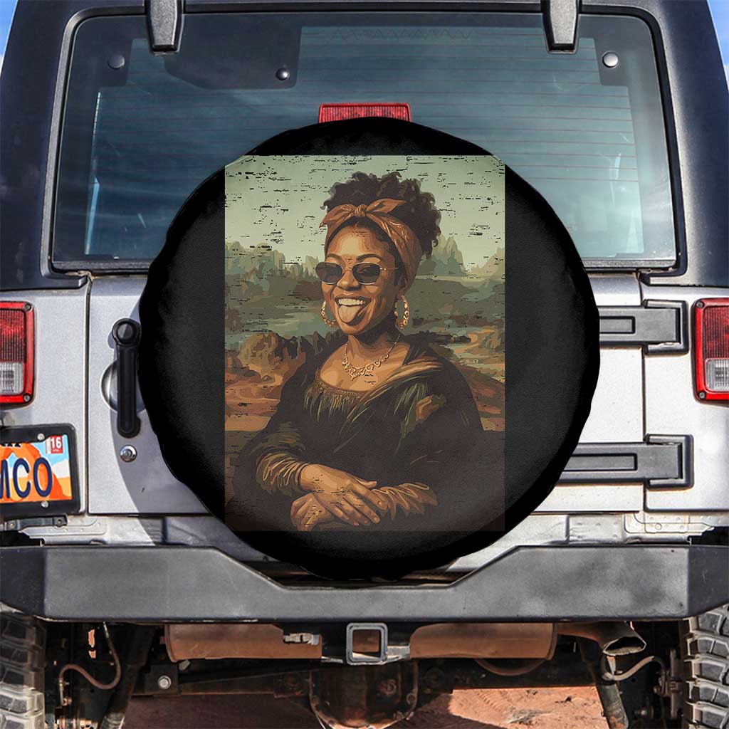 Modern Black Mona Lisa Headwrap Sunglasses Parody Spare Tire Cover Trendy Urban Fine Art Portrait Graphic TS02 No hole Black Print Your Wear