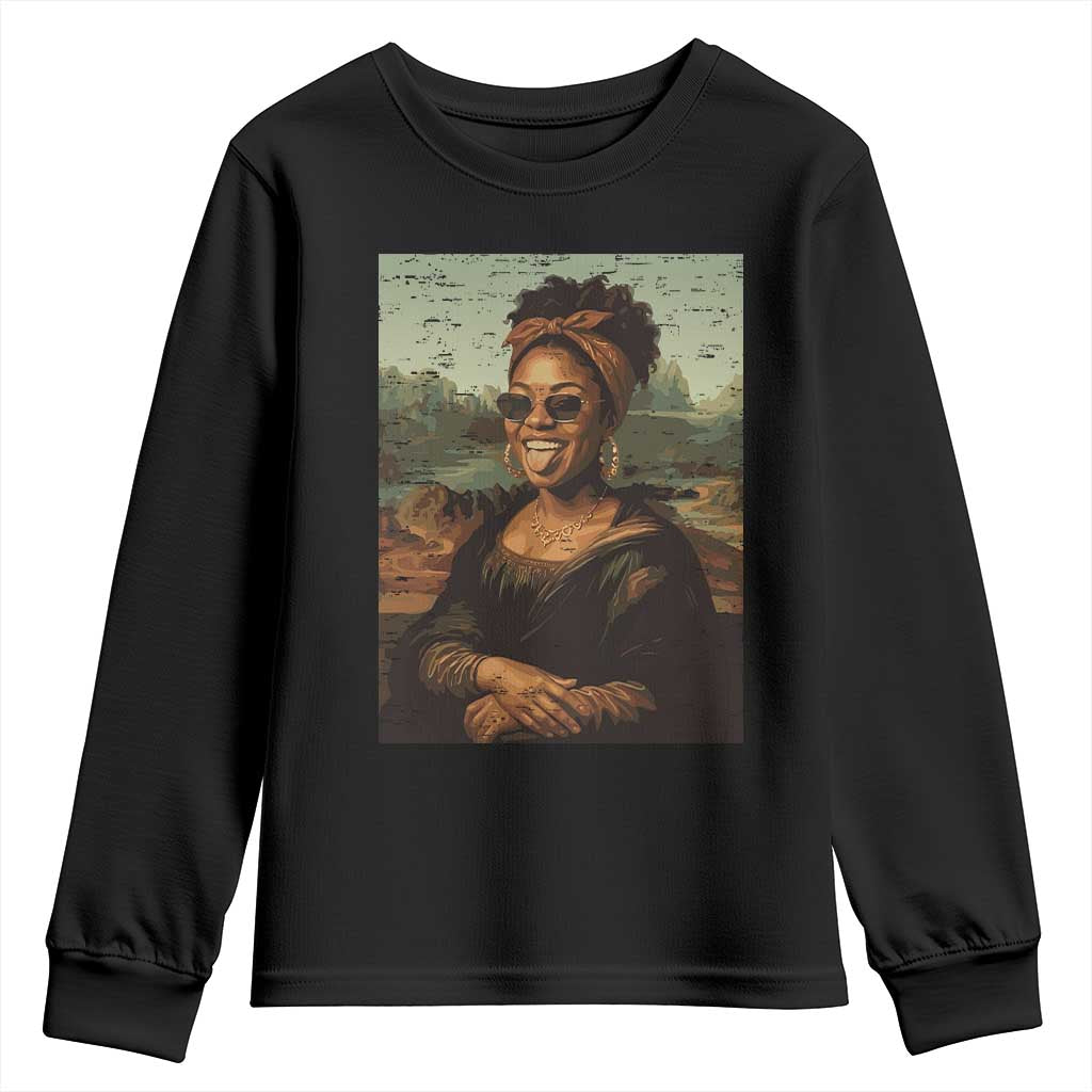 Modern Black Mona Lisa Headwrap Sunglasses Parody Youth Sweatshirt Trendy Urban Fine Art Portrait Graphic TS02 Black Print Your Wear