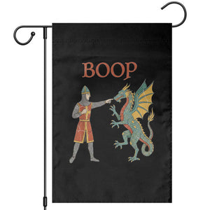Funny Boop Medieval Knight Poking Dragon Graphic Garden Flag Vintage Renaissance Faire Fantasy Meme