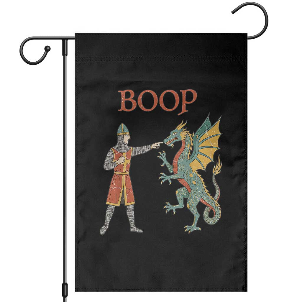 Funny Boop Medieval Knight Poking Dragon Graphic Garden Flag Vintage Renaissance Faire Fantasy Meme TS02 Black Print Your Wear