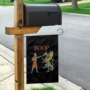 Funny Boop Medieval Knight Poking Dragon Graphic Garden Flag Vintage Renaissance Faire Fantasy Meme