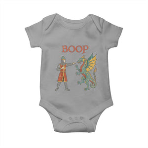 Funny Boop Medieval Knight Poking Dragon Graphic Baby Onesie Vintage Renaissance Faire Fantasy Meme