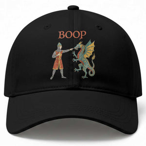 Funny Boop Medieval Knight Poking Dragon Graphic Baseball Cap Vintage Renaissance Faire Fantasy Meme