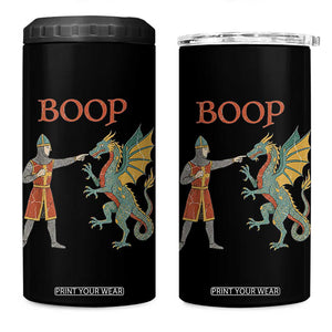 Funny Boop Medieval Knight Poking Dragon Graphic 4 in 1 Can Cooler Tumbler Vintage Renaissance Faire Fantasy Meme