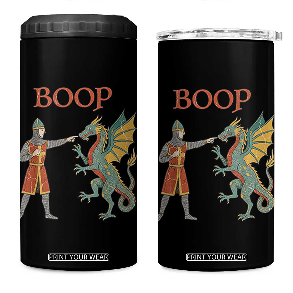 Funny Boop Medieval Knight Poking Dragon Graphic 4 in 1 Can Cooler Tumbler Vintage Renaissance Faire Fantasy Meme TS02 One Size: 16 oz Black Print Your Wear