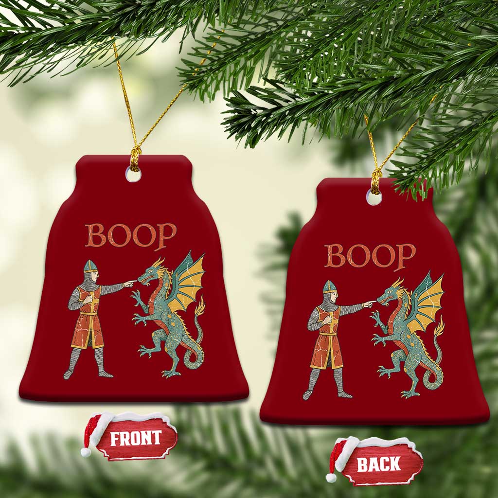 Funny Boop Medieval Knight Poking Dragon Graphic Ceramic Ornament Vintage Renaissance Faire Fantasy Meme