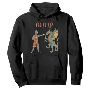 Funny Boop Medieval Knight Poking Dragon Graphic Hoodie Vintage Renaissance Faire Fantasy Meme