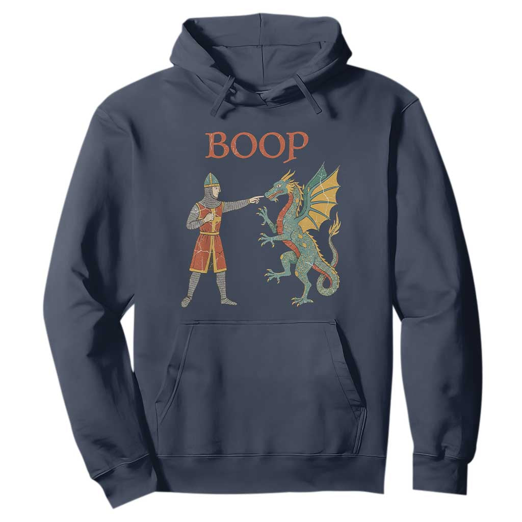 Funny Boop Medieval Knight Poking Dragon Graphic Hoodie Vintage Renaissance Faire Fantasy Meme