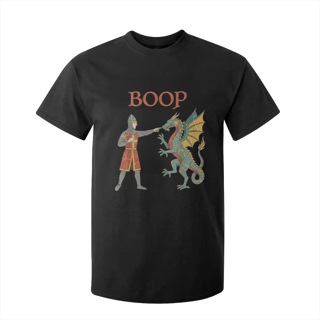 Funny Boop Medieval Knight Poking Dragon Graphic T Shirt For Kid Vintage Renaissance Faire Fantasy Meme TS02 Black Print Your Wear
