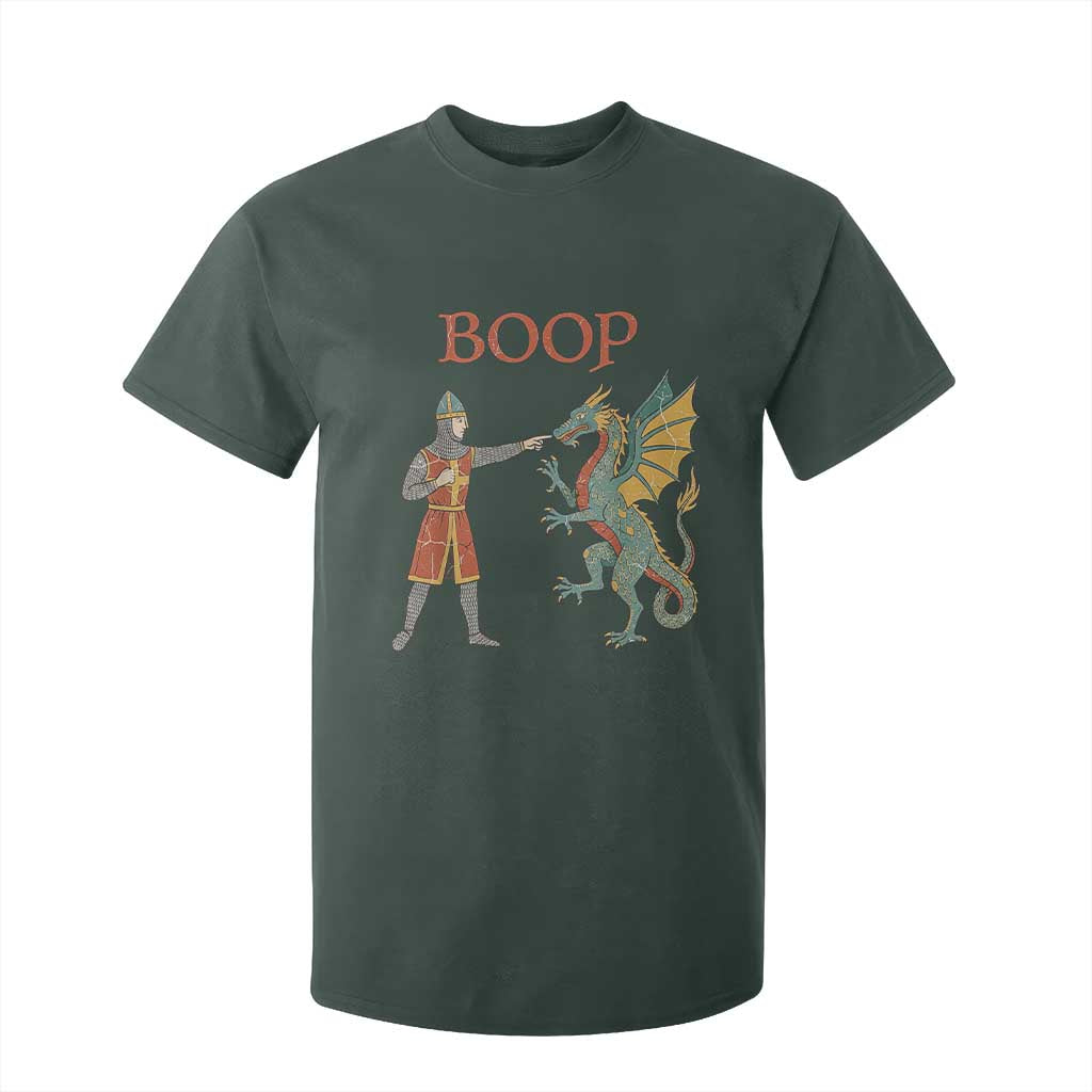 Funny Boop Medieval Knight Poking Dragon Graphic T Shirt For Kid Vintage Renaissance Faire Fantasy Meme
