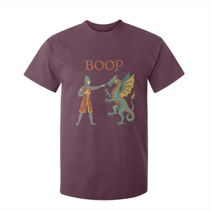 Funny Boop Medieval Knight Poking Dragon Graphic T Shirt For Kid Vintage Renaissance Faire Fantasy Meme