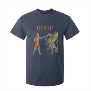 Funny Boop Medieval Knight Poking Dragon Graphic T Shirt For Kid Vintage Renaissance Faire Fantasy Meme