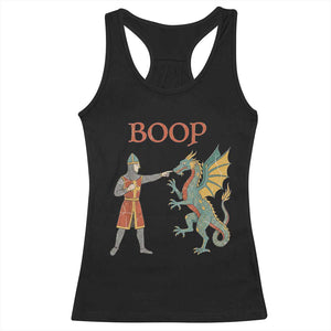 Funny Boop Medieval Knight Poking Dragon Graphic Racerback Tank Top Vintage Renaissance Faire Fantasy Meme