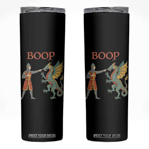 Funny Boop Medieval Knight Poking Dragon Graphic Skinny Tumbler Vintage Renaissance Faire Fantasy Meme