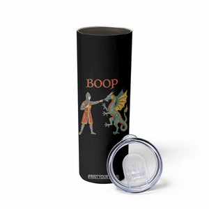 Funny Boop Medieval Knight Poking Dragon Graphic Skinny Tumbler Vintage Renaissance Faire Fantasy Meme