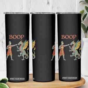 Funny Boop Medieval Knight Poking Dragon Graphic Skinny Tumbler Vintage Renaissance Faire Fantasy Meme