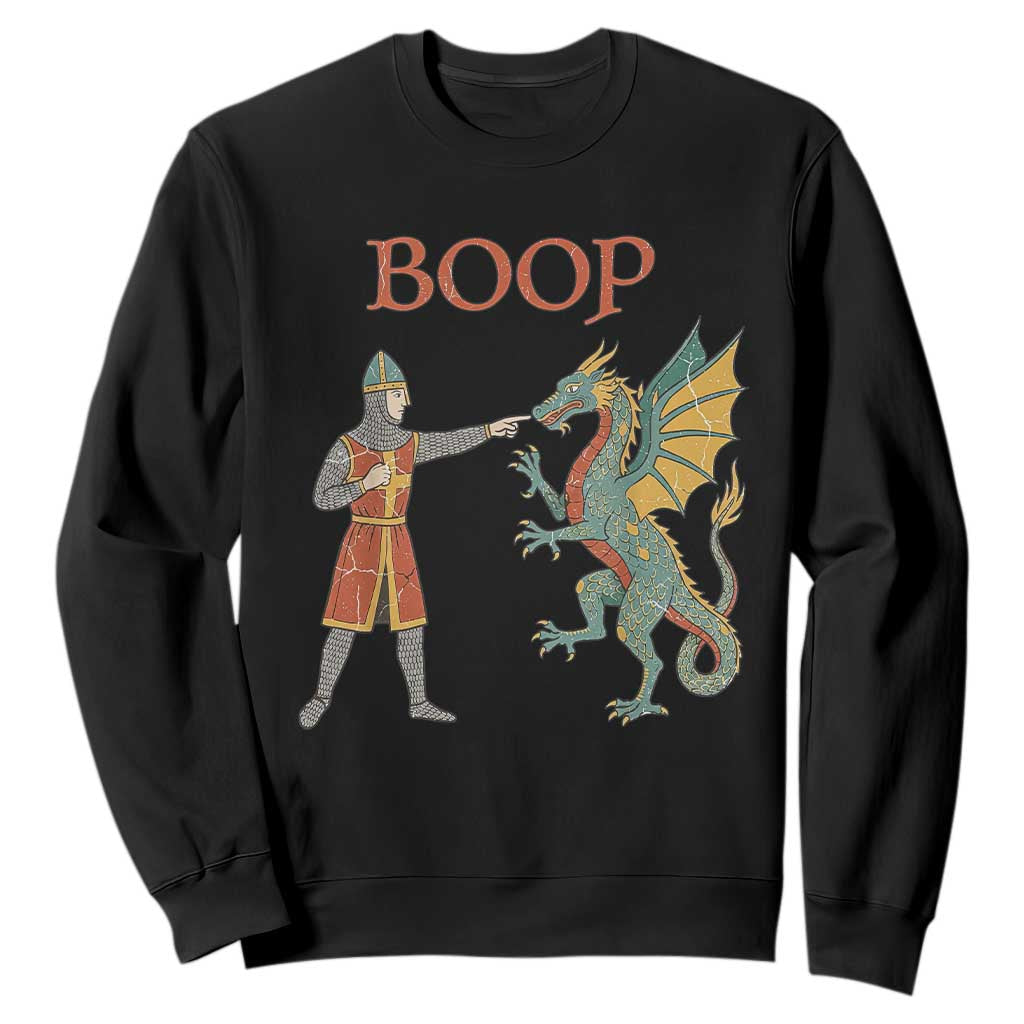 Funny Boop Medieval Knight Poking Dragon Graphic Sweatshirt Vintage Renaissance Faire Fantasy Meme
