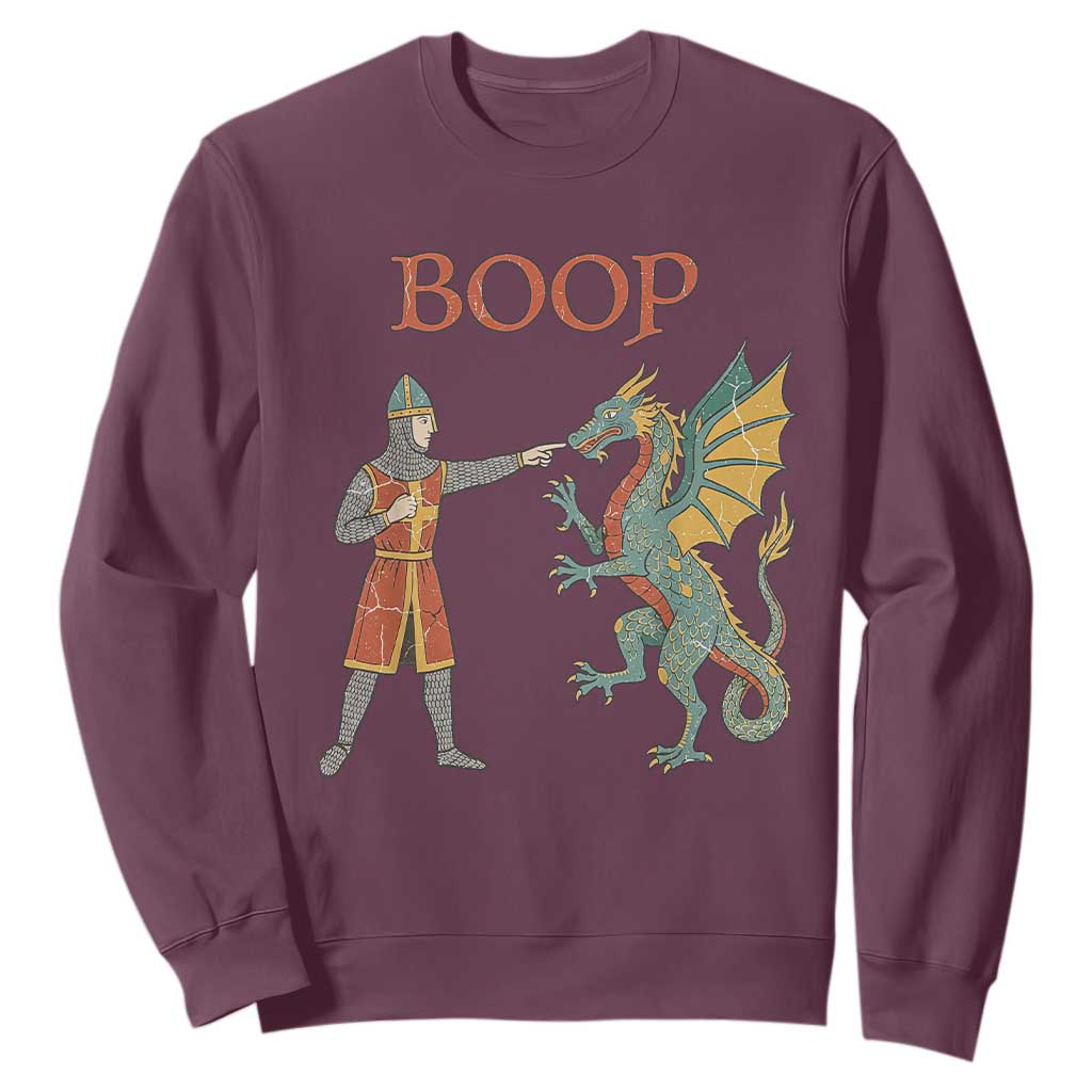 Funny Boop Medieval Knight Poking Dragon Graphic Sweatshirt Vintage Renaissance Faire Fantasy Meme
